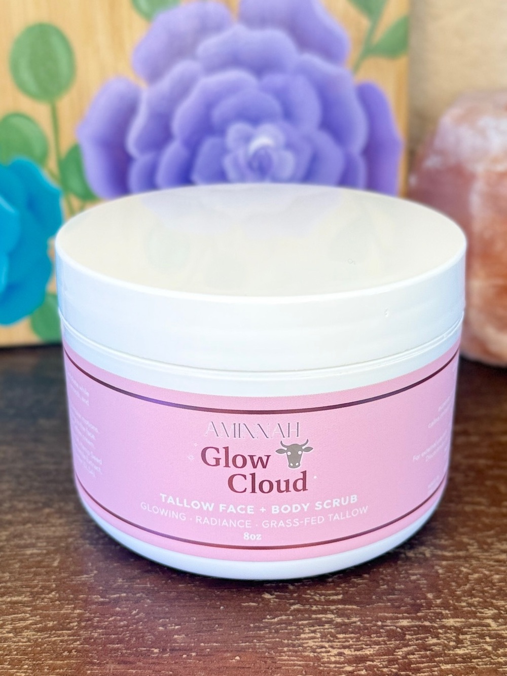 Aminnah Glow Cloud Tallow Face + Body Scrub, 8oz